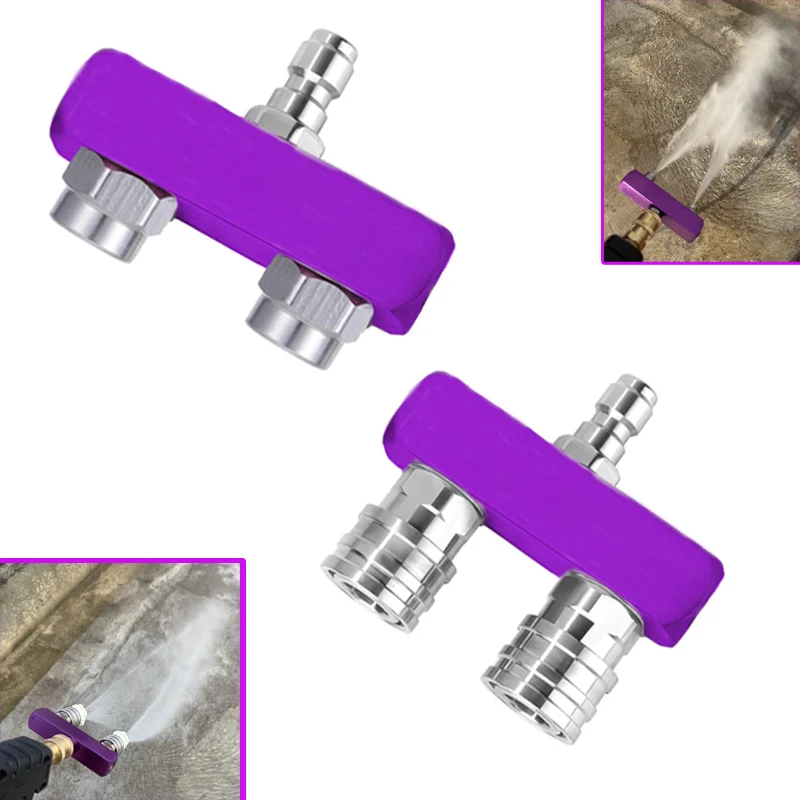 

Pressure Washer Nozzle Tip 2-in-1 Dual Nozzle 1/4" Quick Connector, Dual Nozzle, Stainless Steel, Purple for Garden, Car