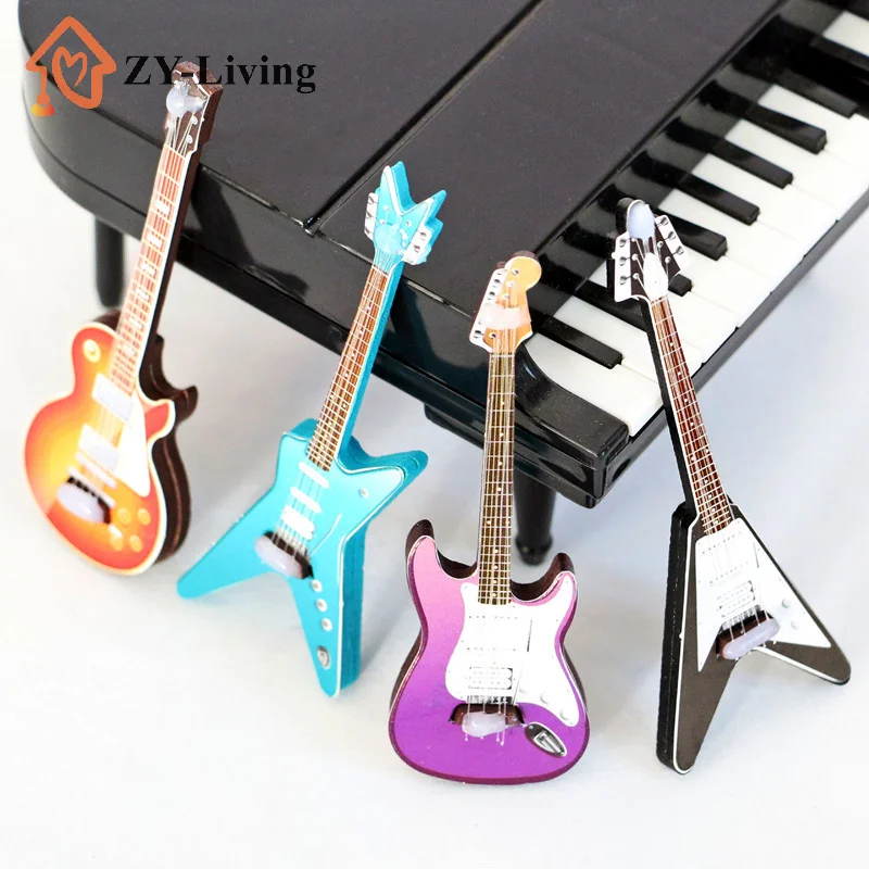 Guitarra de juguete para casa de muñecas, modelo de instrumento musical, accesorios de decoración para casa de muñecas, 1/12