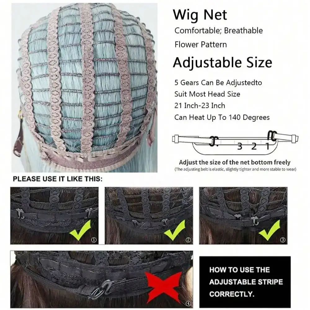 Mullet Head Wig Synthetic Grey Blue Short Straight Anime Cosplay Wig Middle Part Fluffy Women and Men Wig for Lolita Daily Party