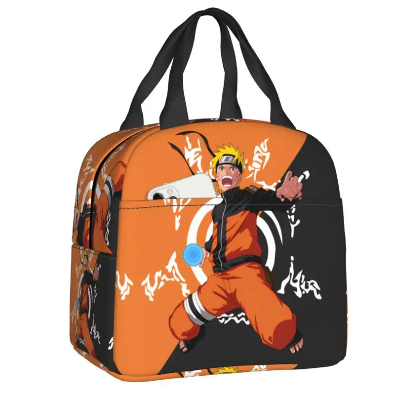 N-Narutoes Uzumakis Narutos Bolsa térmica aislada para el almuerzo, contenedor de almuerzo reutilizable para acampar al aire libre, caja de almacenamiento de alimentos para viajes