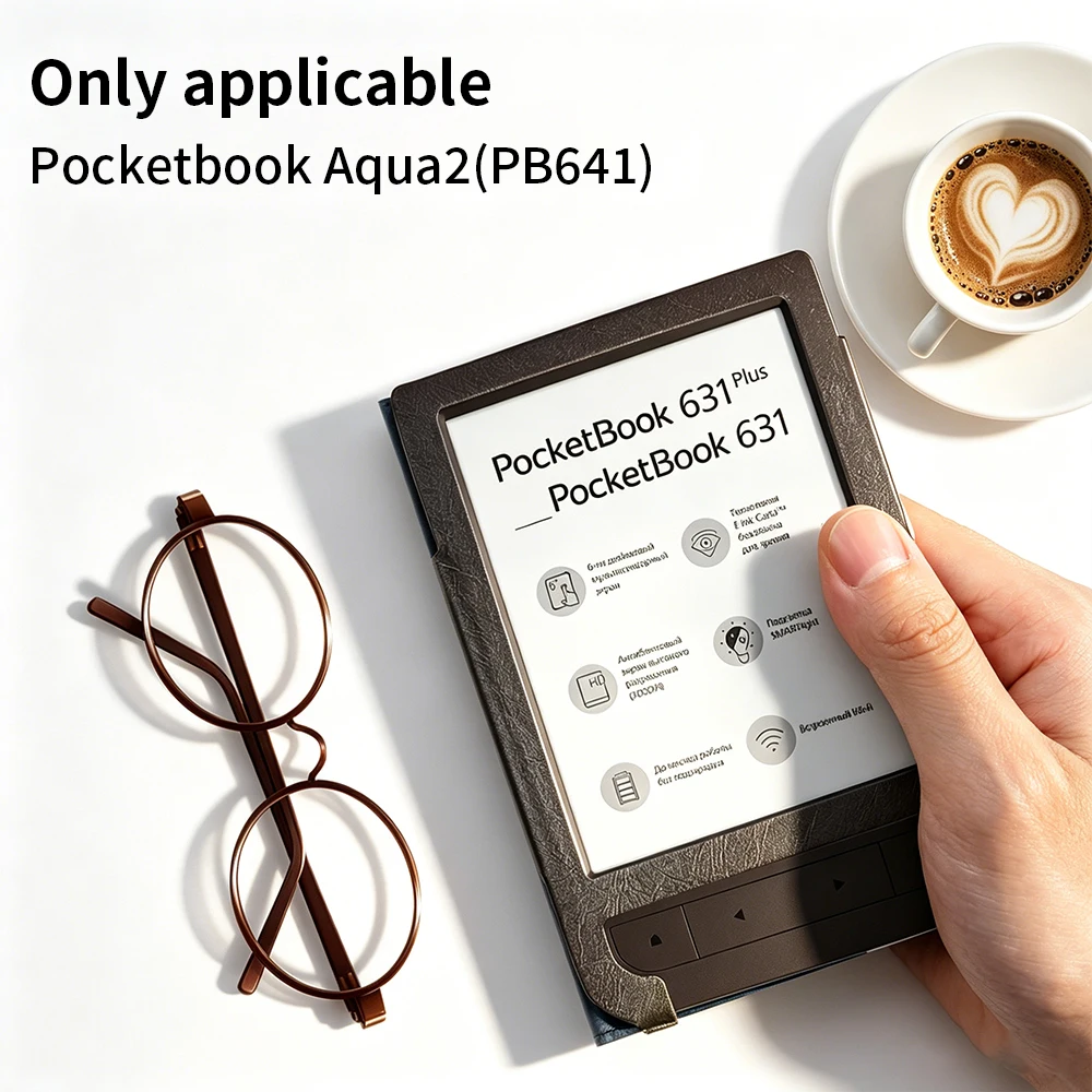 Protective Magnetic Leather Cover For PocketBook Aqua 2 PB641 Ebook Reader Auto Sleep Wake Anti-Drop Hand Grip Ereader Shell