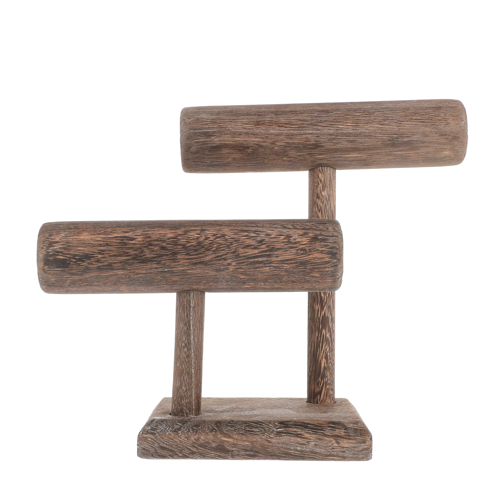 

1pc Solid Wood Jewelry Display Stand Storage Rack 2 Tier Wooden Bracelet Holder Necklace Organizer Vintage Charm Showpiece
