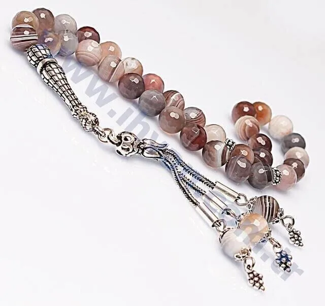 IQRAH Agate Stone Rosary (925 SETTING SILVER Fasetler)