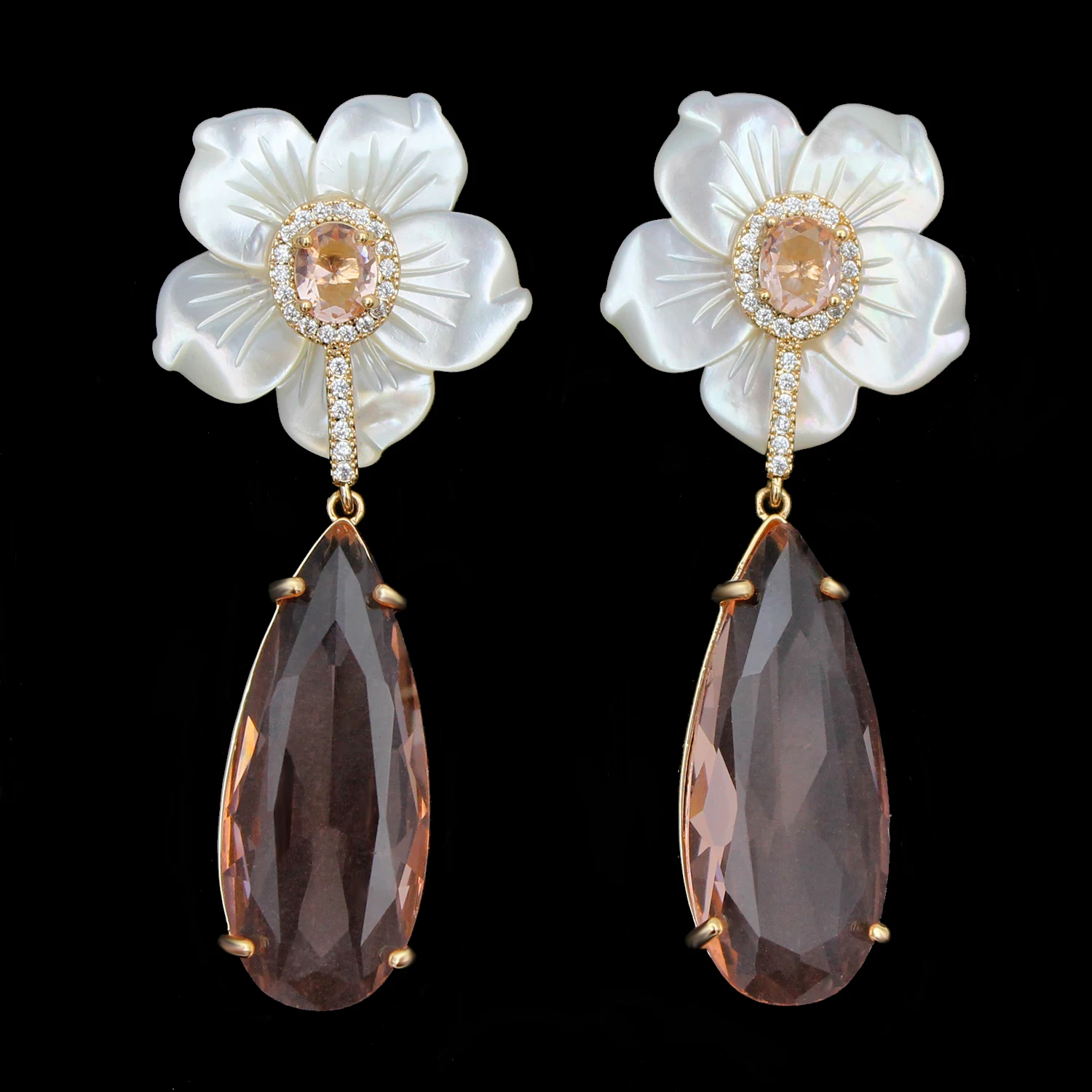 Shell Flower Water Drop Dangle Earrings for Women Designer Jewelry Elegant Party Accessories Female Gift