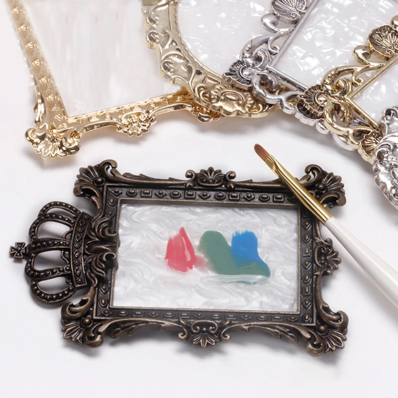 [N] 1PC Oval Square Retro Rhinestones False Nail Plate Tips Practice Display Photo Stand