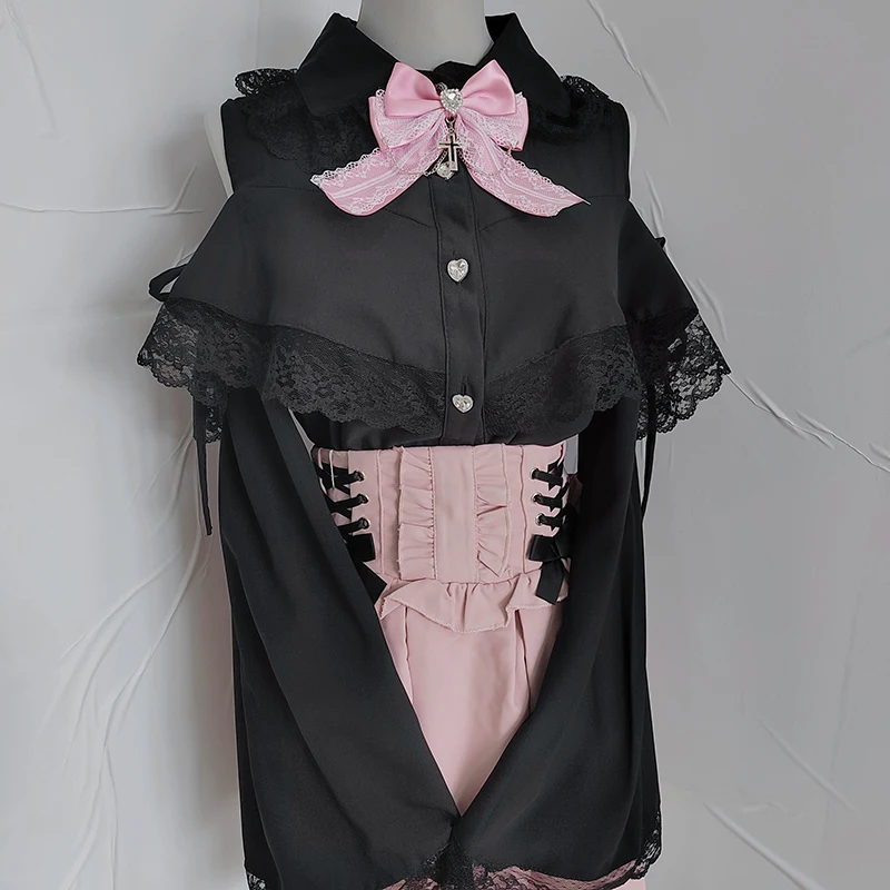 Kawaii Women Shirts Jirai Kei Lolita Y2K Cute Japanese Style Blouse Elegant Long Sleeve Sweet Tops Casual Aesthetic Shirt 2024