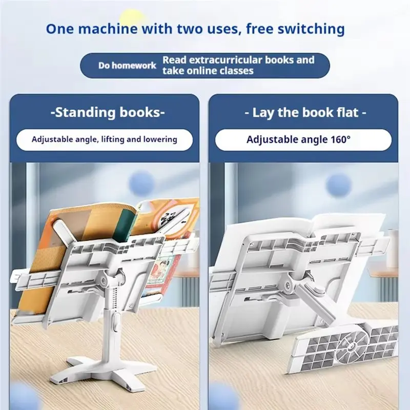 AED7-Reading Bookshelf Adjustable Rotatable Lifting Landing Reading Book Support Multifunctional Tablet Books Holder