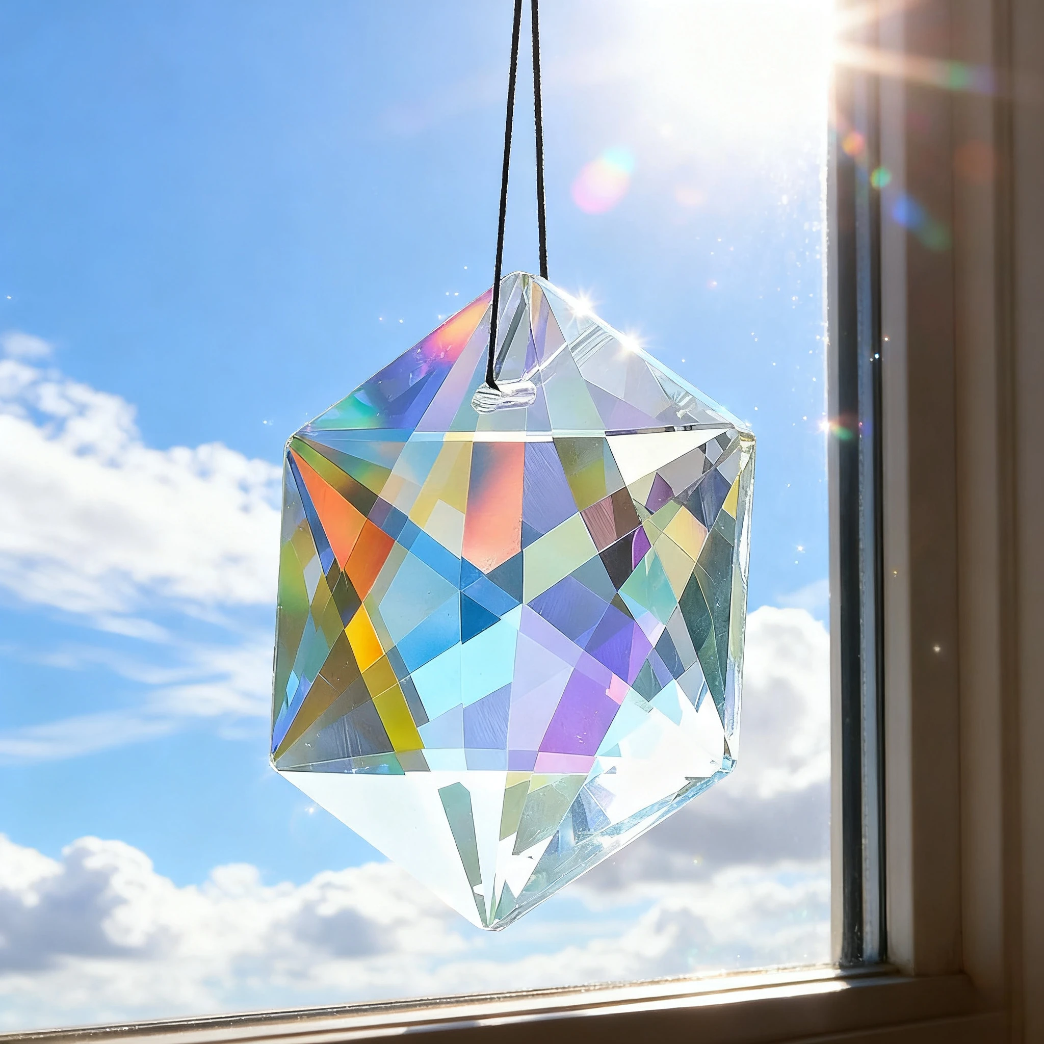 100mm Hexagram Suncatcher Crystal Prism Hanging Mysterious Star of David Rainbow Maker Car Pendant Christmas Garden Window Decor