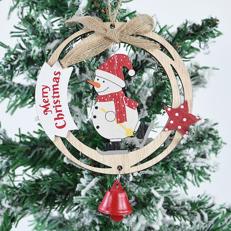 Christmas Wooden Pendant Santa Claus Snowman Reindeer Ornaments Xmas Tree Decoration Kids Toys New Year Birthady Gift Supplies