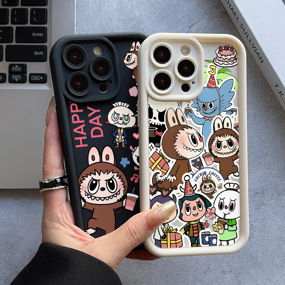 Cute Labubu Phone Case for Huawei P50 P40 P30 P20 Mate 40 30 20 Nova 10 9 7 Y70 Pro Plus Soft TPU Ladder Lens Cover