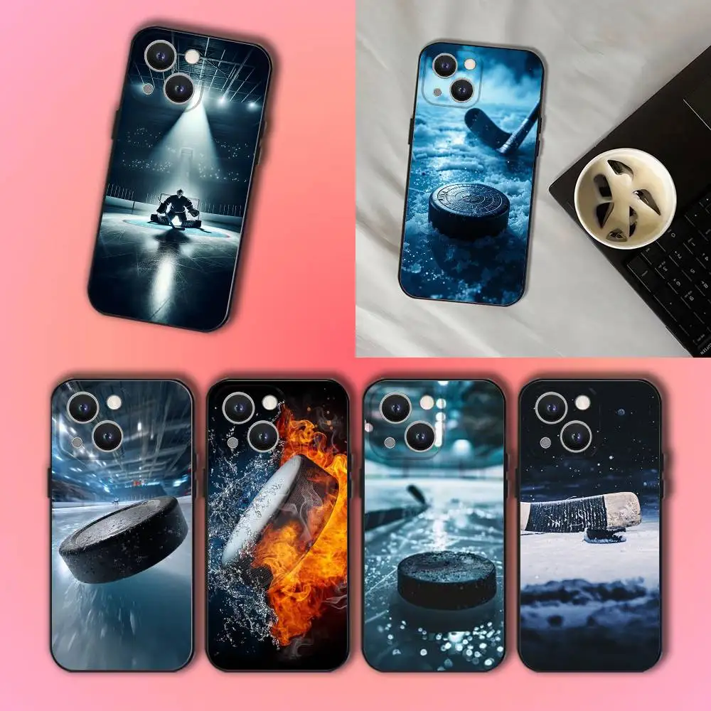 

Ice Hockey Rink Puck Phone Case For iPhone 17,16,15,14,13,12,11,Pro,XS,Max,XR,Plus,E,SE4,Mini Black Soft Cover