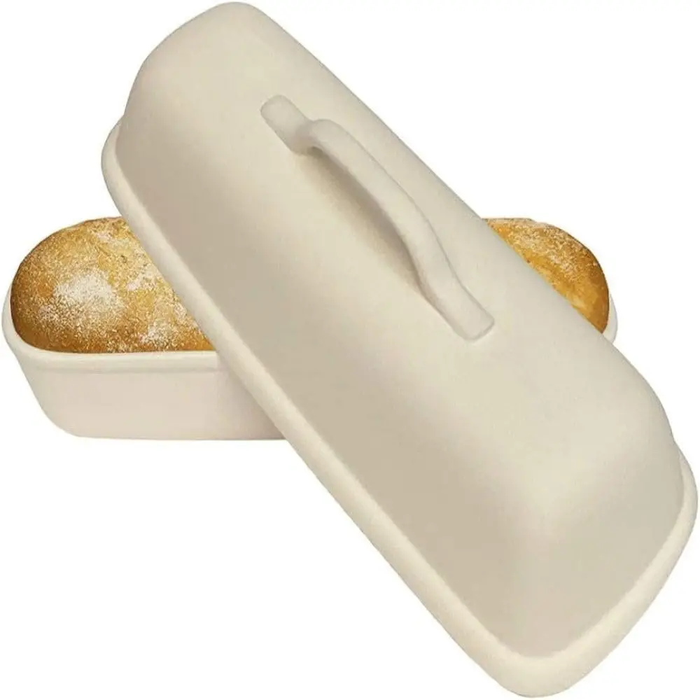 

Covered Stoneware Bread Baker with Lid - Bisque Glazed Exterior, Bakes Artisan Italian Loaf with Crusty Crust