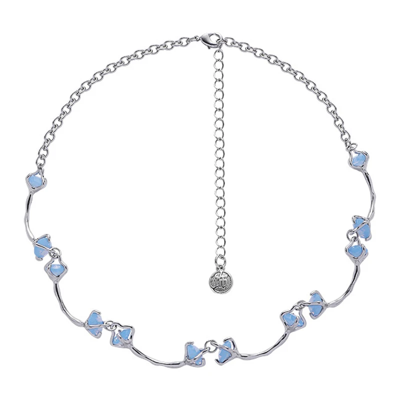 Eetit Stijlvol Exclusief Ontwerp Blauw Glas Onregelmatige Ketting Ketting Charmante Zinklegering Vrouwen Sieraden Bijoux Cadeau Nieuw