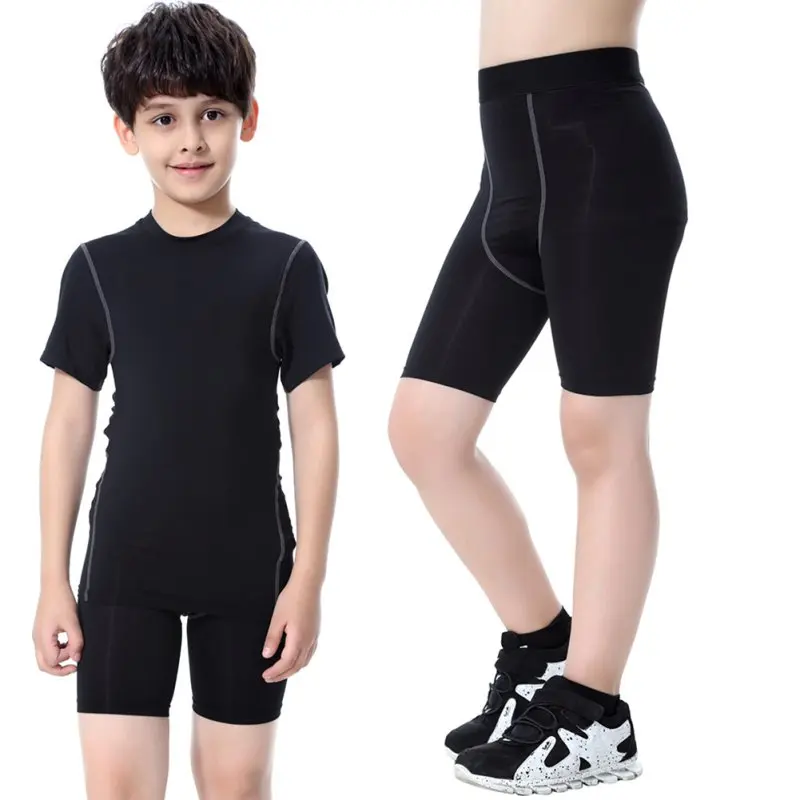 Children Tight Quick Dry Fitness Pants Compression Base Layer Running Leggings Football Training Shorts Sport Tight Trousers