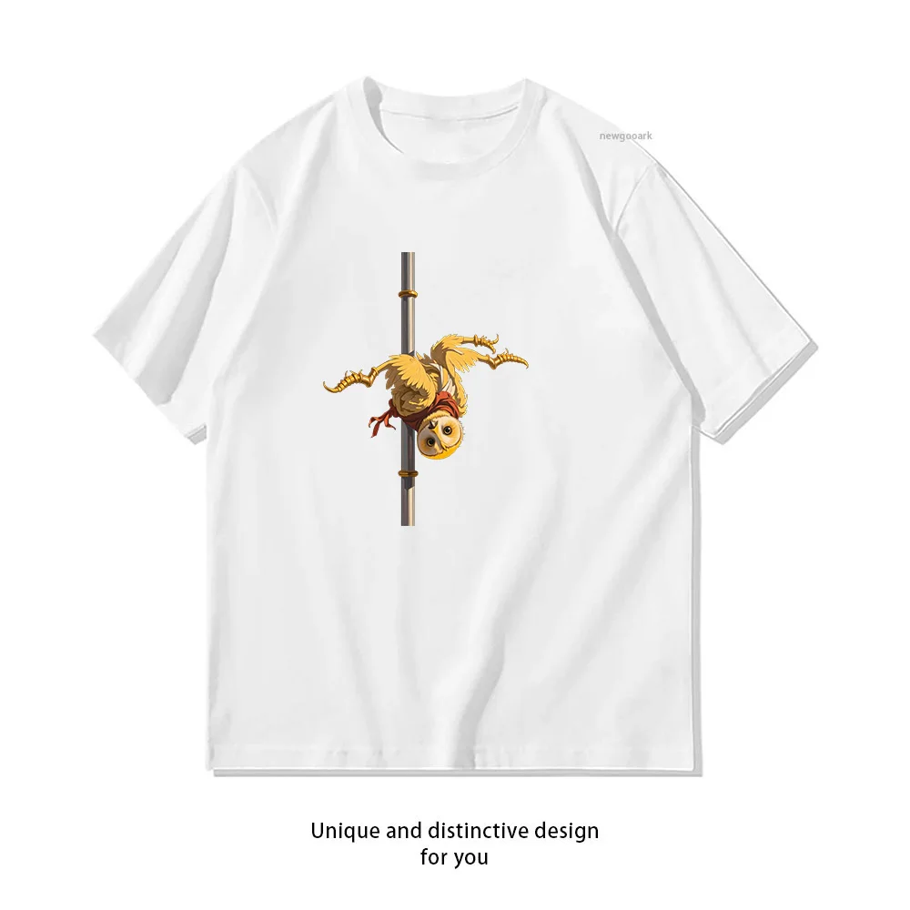 Owl Pole Dance Art Print T-Shirt Design  Casual Cotton Short Sleeve Tee for Men Women