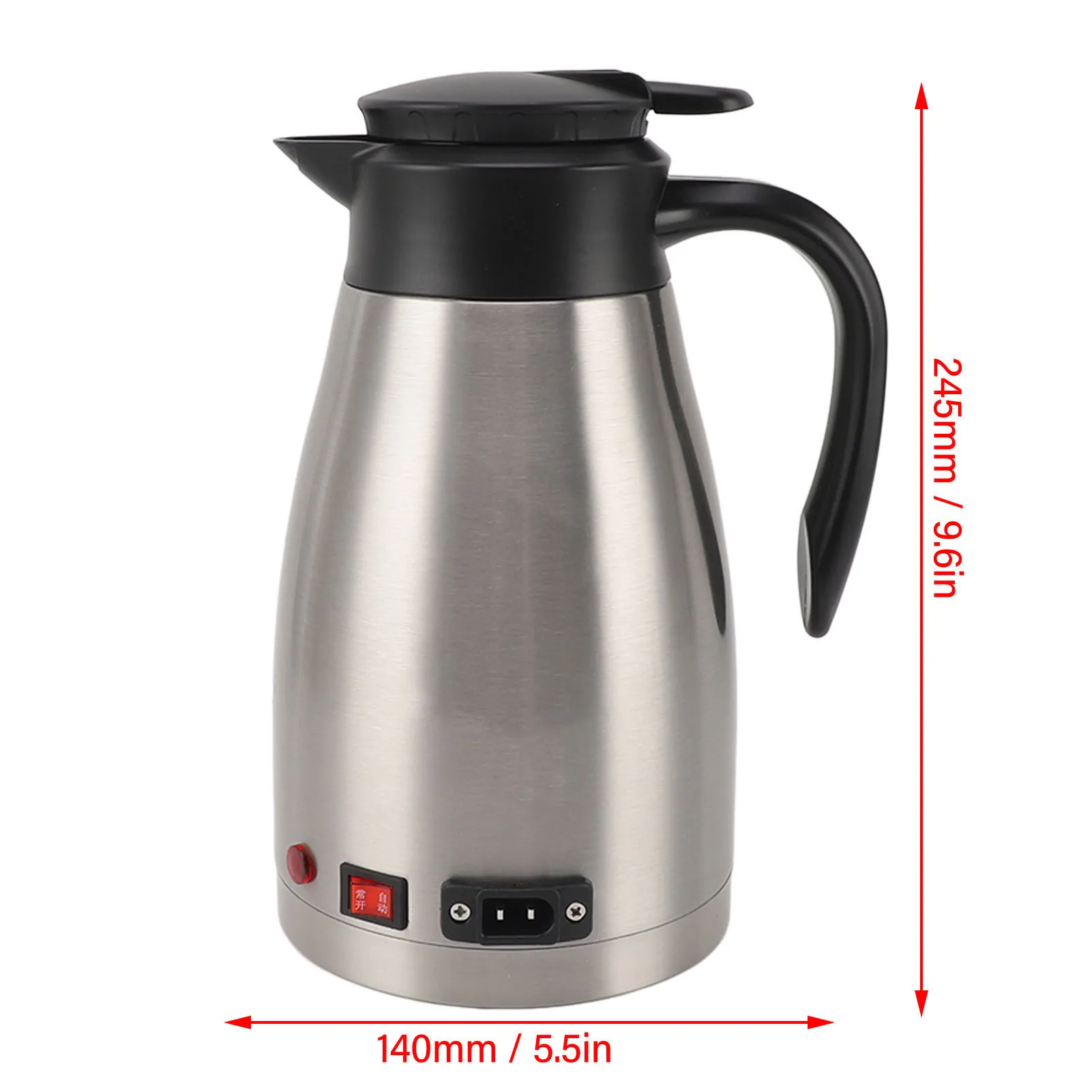 12V Electric Car Kettle Portable Stainless Steel 1300ML Large Capacity Electric Car Water Boiler for Outdoor Travel Car Kettle