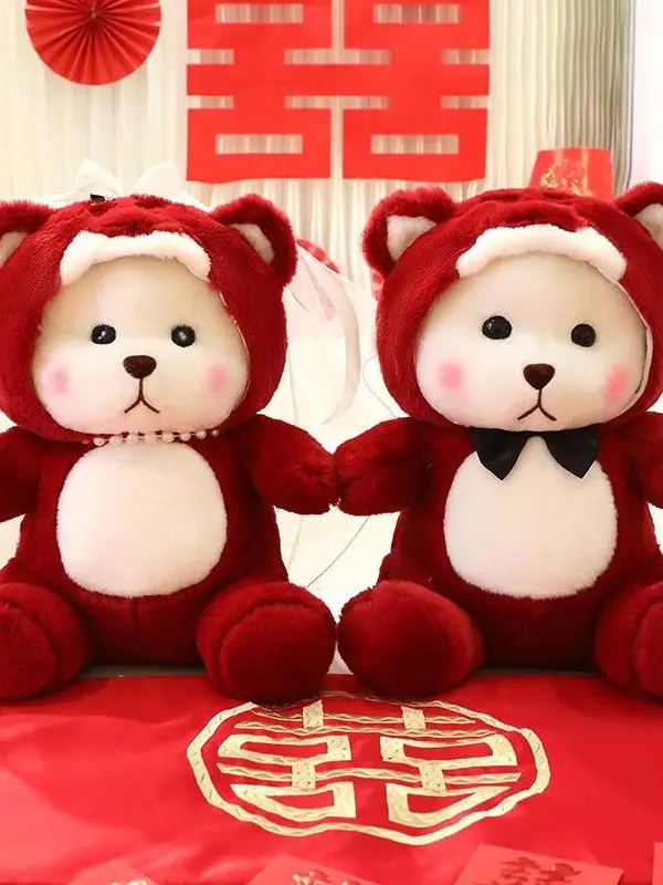 Bonecos de Pelúcia Grandes de Casal Urso para Presentes de Casamento, Bonecos Fofos para Recém-Casados, Brinquedos de Tecido Adequados para Adultos