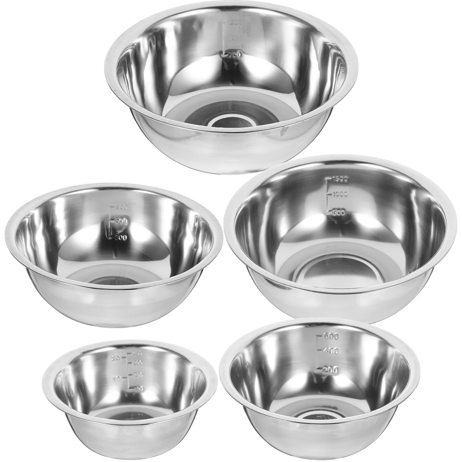 

5Pcs Stainless Steel Bowls Kitchen Round Basin Multifunctional Salad Prep Easy Clean Large Size Stainless Steel Bowl