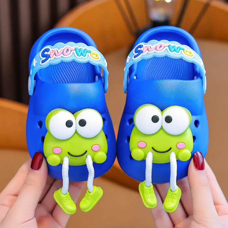 Cute Baby Girl Slippers Cartoon Frog Sandals Baby Boy Beach Garden Sandals Newborn Infant Indoor Bath Anti-slip Shoes Summer