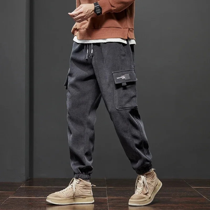 

2024 New Spring Men Cargo Work Pants Corduroy Trousers Thin Baggy Streetwear Joggers Male Hip Hop Clothing