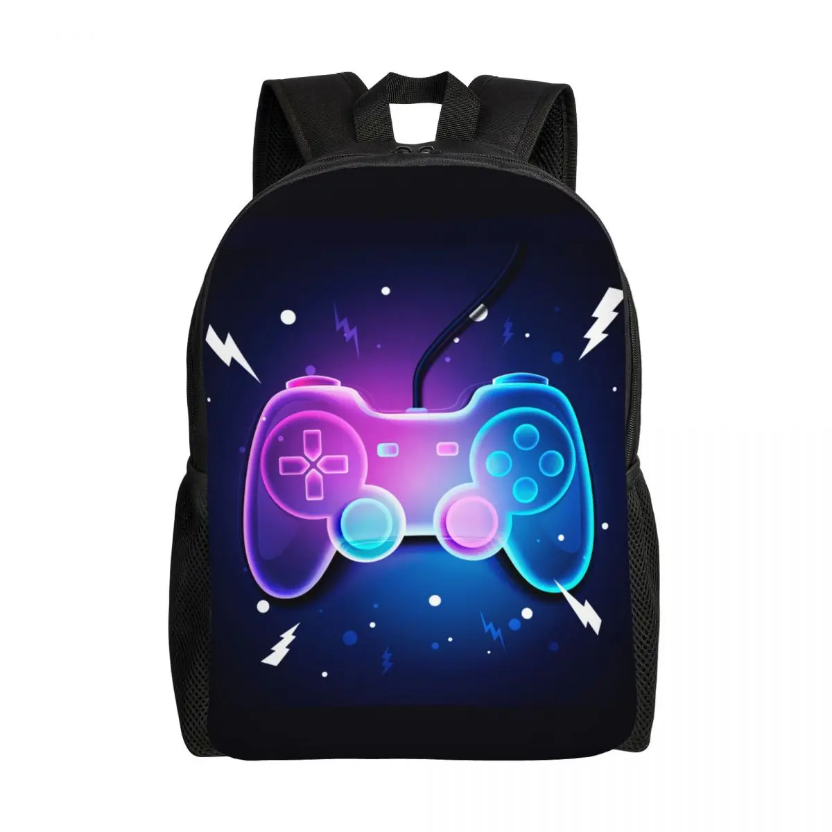 

Personalized Cool Video Game Gamer Neon Art Backpack Men Women Fashion Bookbag for College School Geek Gaming Controller Bags