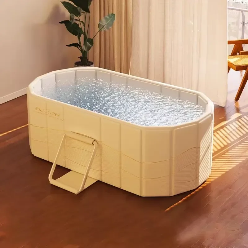 Portable Folding Inflatable Bathtub PVC Full Body Soaking Tub for Adults and Kids Safe Double Layer Bath Pool Home Spa Use