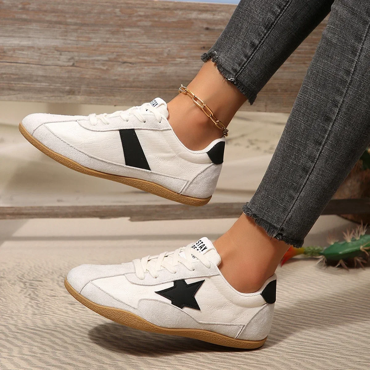 Neue Damen-Sneaker aus Canvas mit Muster, Damen-Freizeitschuhe, Damen-Sneaker, flache Schnürschuhe, Zapatillas Mujer – Detail 5
