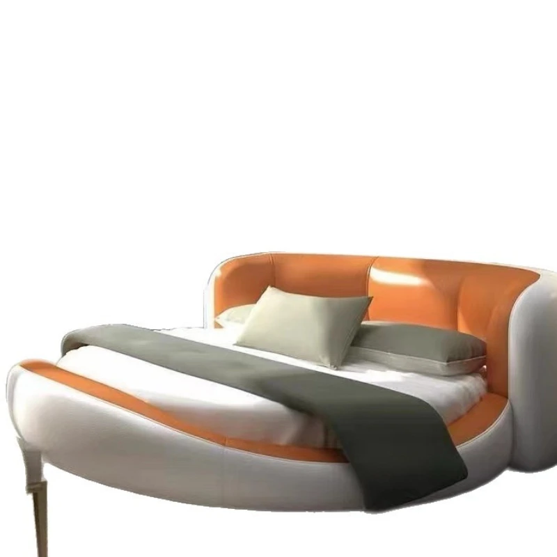 

American large round bed, double master bedroom, European princess bed, modern simplicity