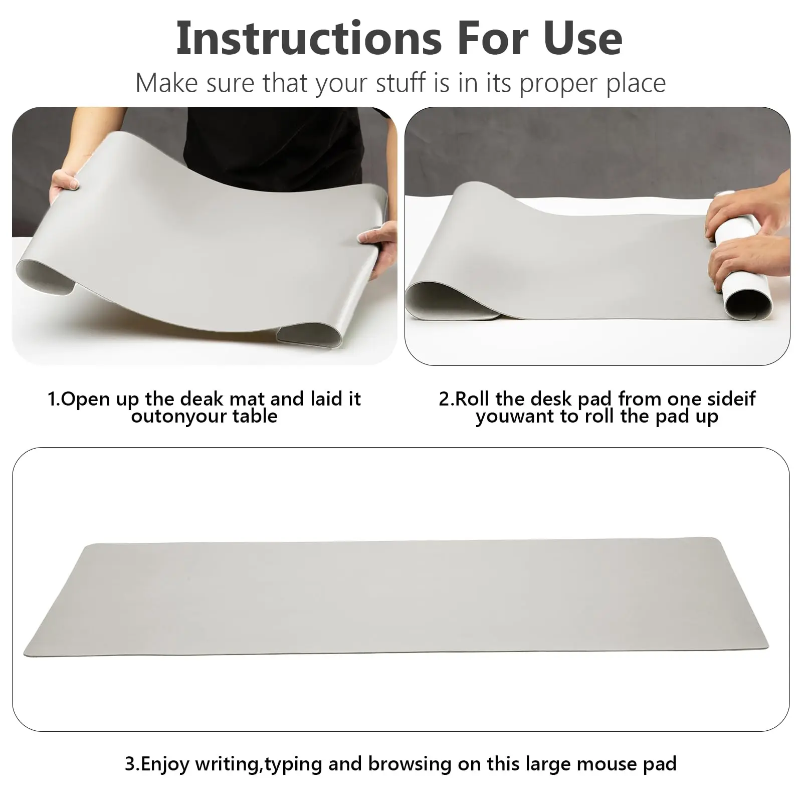 1pc Large Size Office Desk Protector Mat 23.62x11.81in PU Leather Waterproof MousePad Desktop Keyboard Desk Pad Gaming Mousepad image 3