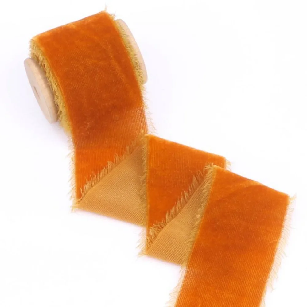 New 1 Meter Velvet Ribbon Thickening Ribbon Velvet Gift Packing Ribbon Frayed Edge Frayed Edged Ribbons Gift Packing