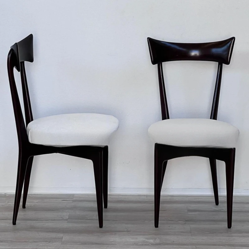 

Medieval style simple and retro solid wood dining chairs, fabric restaurant high back dining chairs