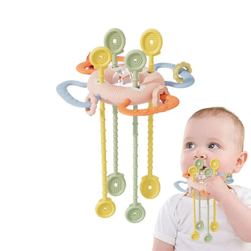 

Travel Pulling String Toy Pulling Sensory Teether Kids Food-grade Silicone Chewing Toy Develop Preliminary Cognitive Abilities