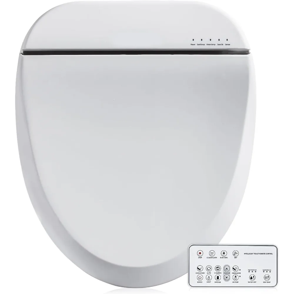 A102DS-W Electronic Bidet Toilet Seat, Round, Smart Unlimited Warm Water, Heated Seat with Slow Closes, Vortex Wash, Warm Dryer
