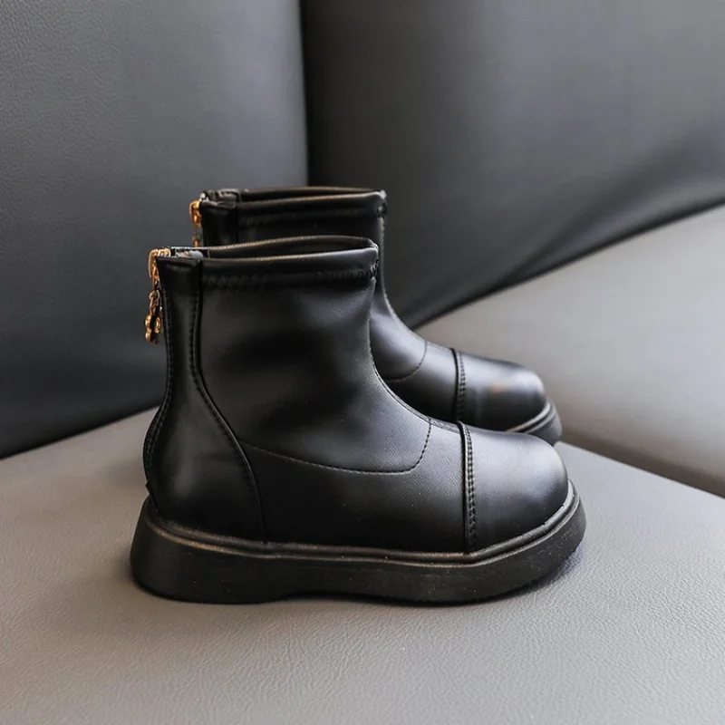 2-12 anos de moda crianças à prova dwaterproof água ankle boots meninas botas crianças zíper sapatos 2022 outono inverno plataforma antiderrapante tênis