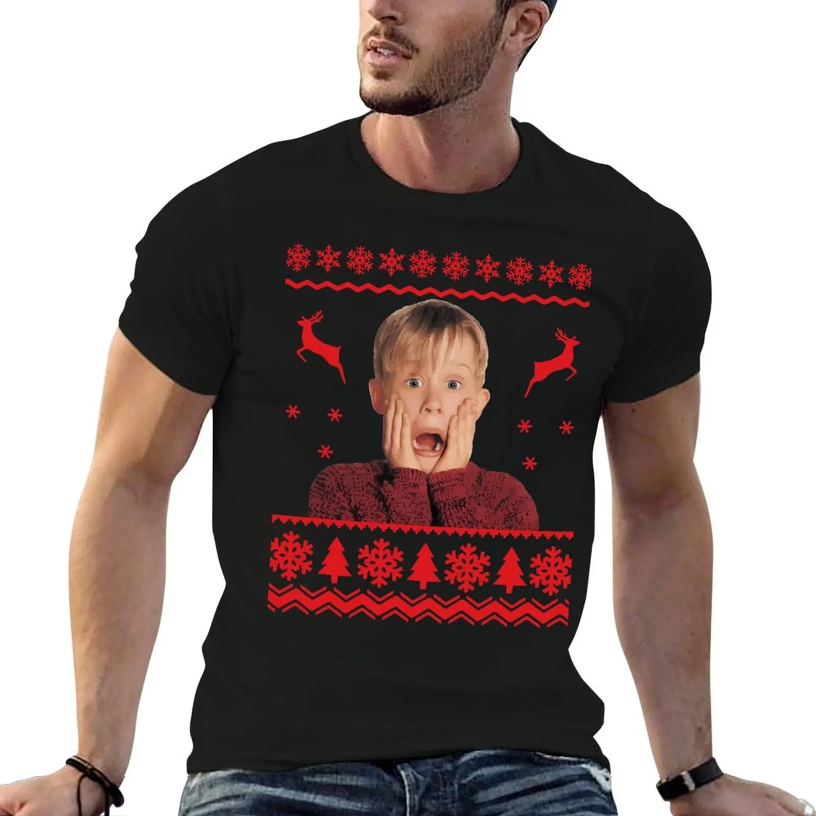 

Ugly Xmas Home Alone Movies Kevin T-Shirt t shirts for man pack cotton t shirt personalised T-Shirt