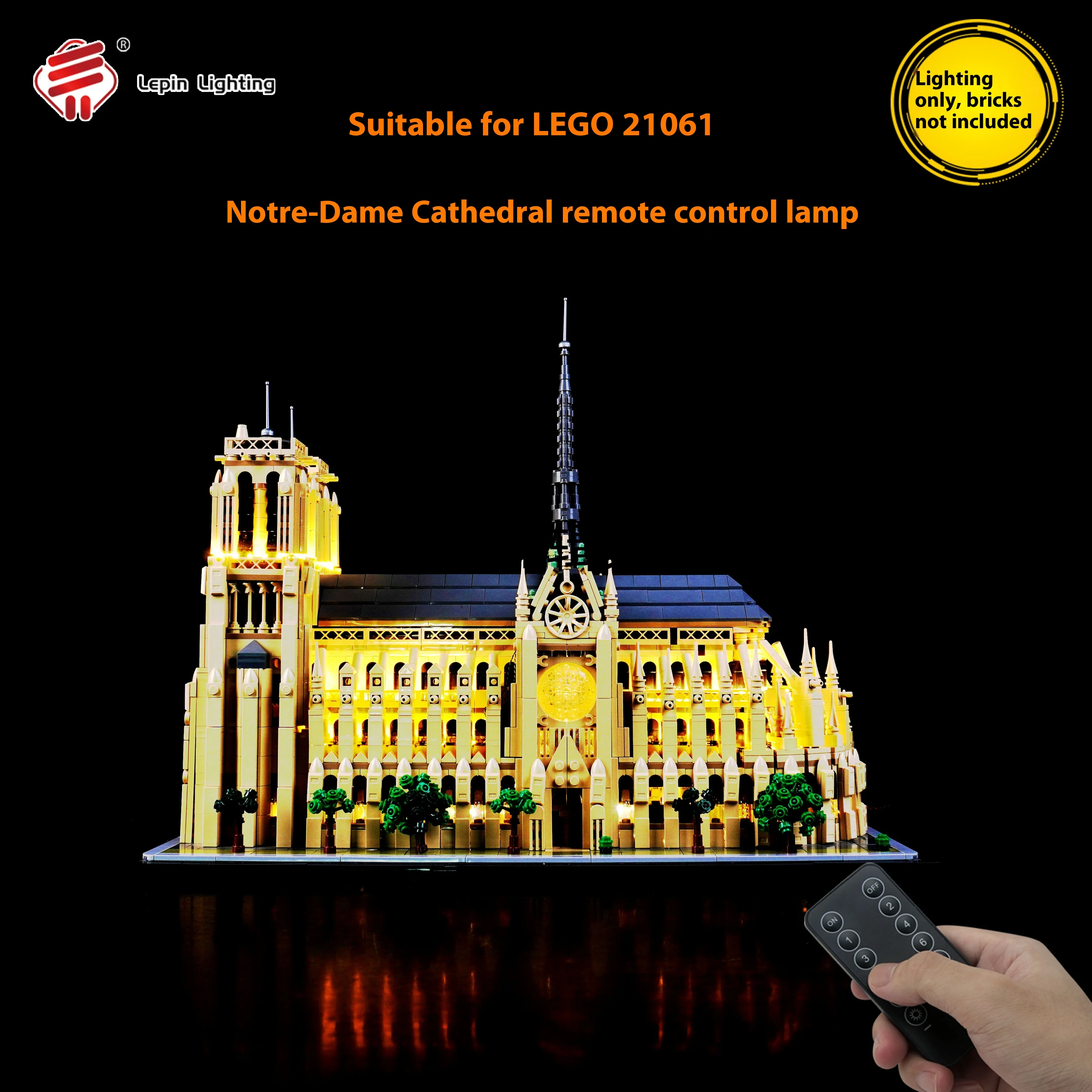 

LP building block lighting fixtures are suitable for the LEGO 21061 Notre-Dame de Paris architectural series LED remote control