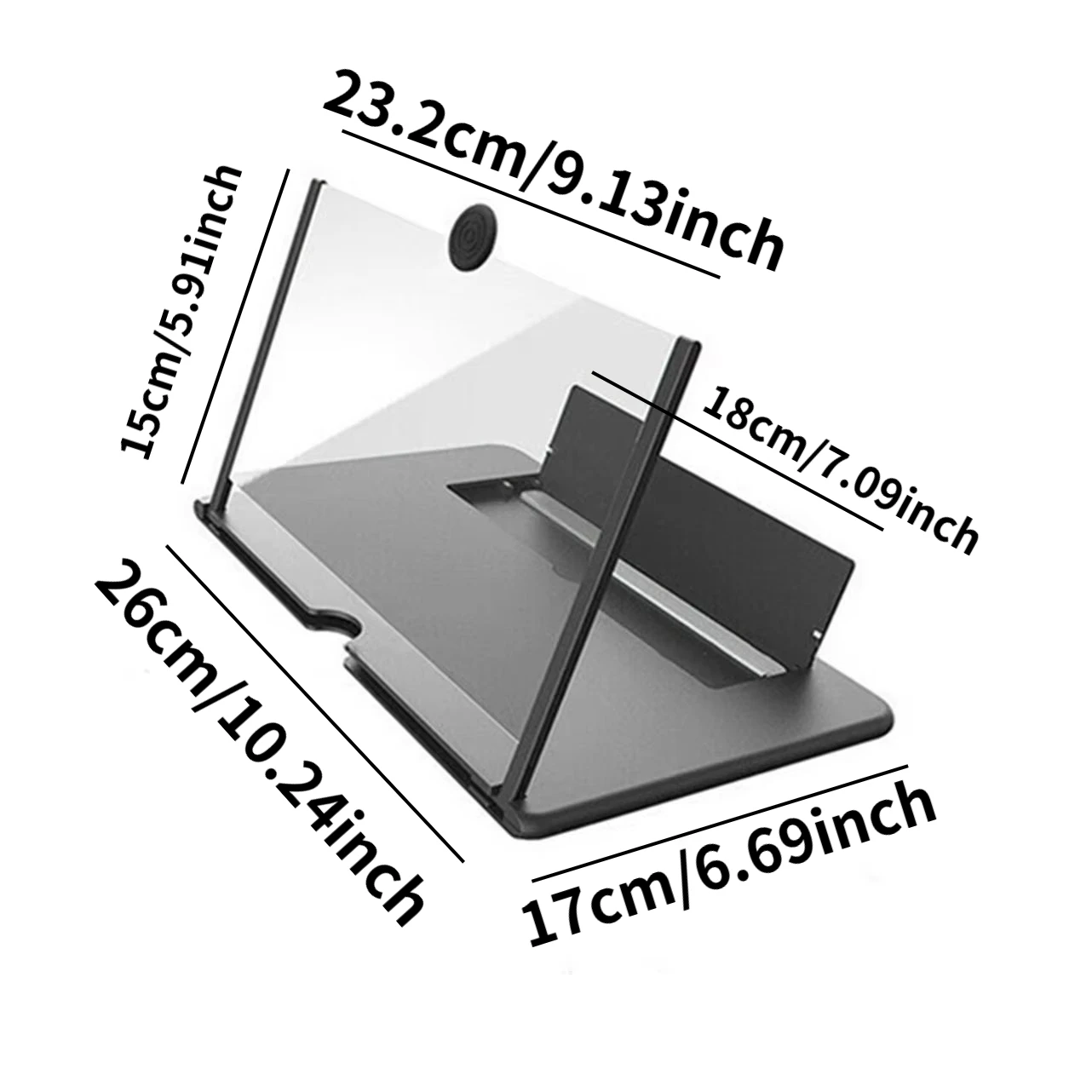 مضخم شاشة هاتف ثلاثي الأبعاد فائق الدقة مقاس 12 بوصة Pro للأفلام ومقاطع الفيديو وحامل مضخم شاشات قابل للطي، يدعم جميع الهواتف الذكية