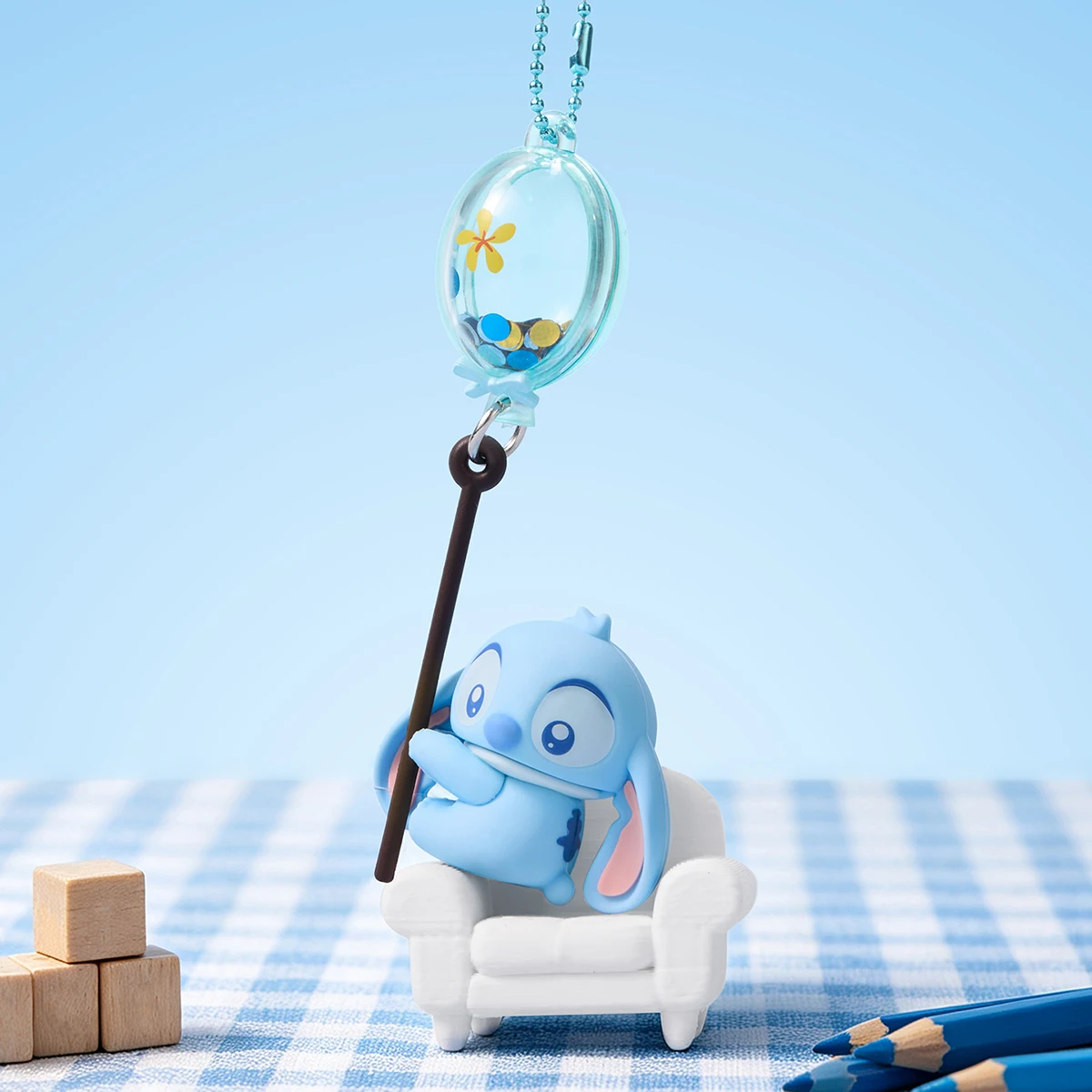 Disney Stitch Lotso Keychain Balloon Shaker Cute Cartoon Swinging Pendant Bag Charm Backpack Hanging Accessory Key Ring Gift