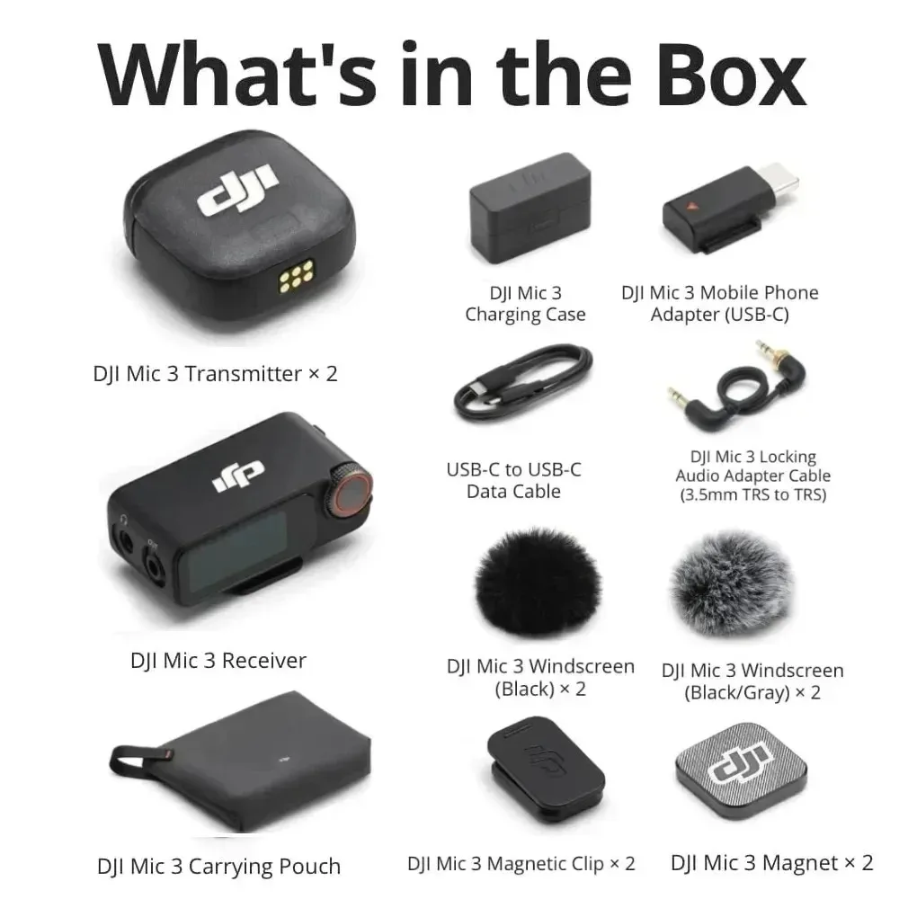 Mic 3 Advanced Mini Wireless Microphone for Interviews, Live Streaming, Vlogging, and Noise-Canceling Lavalier Microphon