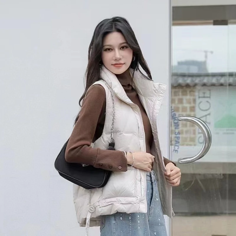 Women's Short Down Jacket Waistcoat Slim Temperament Warm Jacket 2024 New Autumn and Winter Leisure Outside Warm Waistcoat