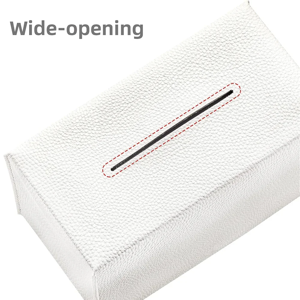 Tissue Box Cover PU Leather Rectangular Tissue Box Case Organizer Holder for Vanity Countertop, Night Stands, Livingroom, Office