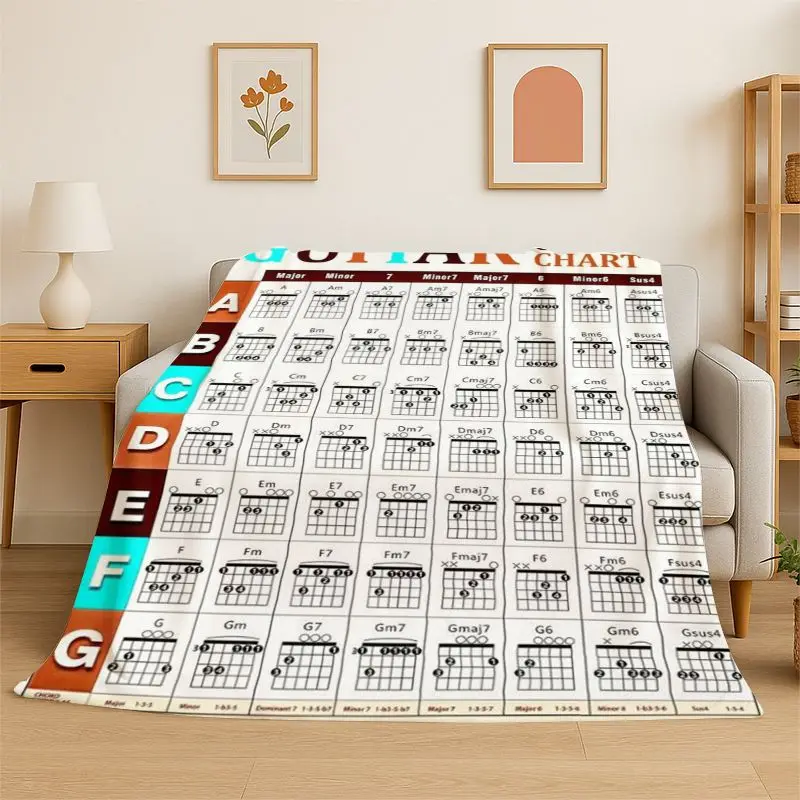 Music Theory Chart Piano Guitar Chords Flannel Blanket Soft Throw Blanket for Bedroom Living Room Bed Travel Camping Picnic Nap