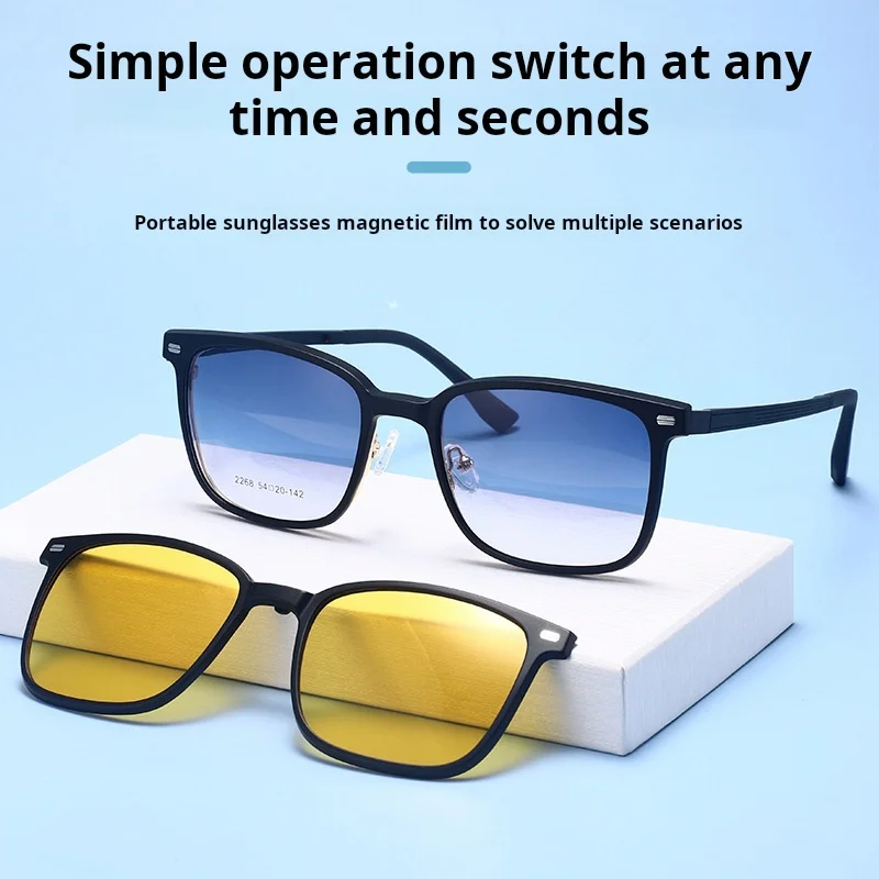 

MOMOJA Men and Women Polarized Magnetic Clip on Glasses Luxury Metal Square Big Optical Prescription Eyeglasses Frame 2268