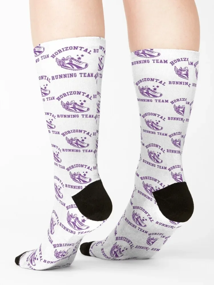 Calcetines ajustados de equipo de correr Horizontal para hombres y mujeres, calcetines florales de dibujos animados de Navidad