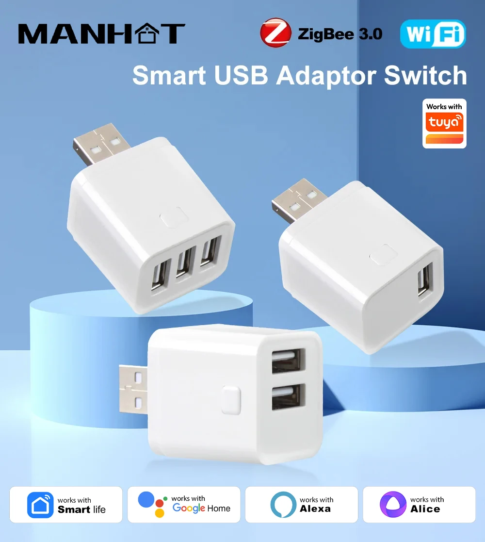 Smart Zigbee WIFI Micro USB Adaptor Switch 5V Mini 1 2 3 USB Power Adaptor APP Timing Control Works with Tuya Alexa Google Home