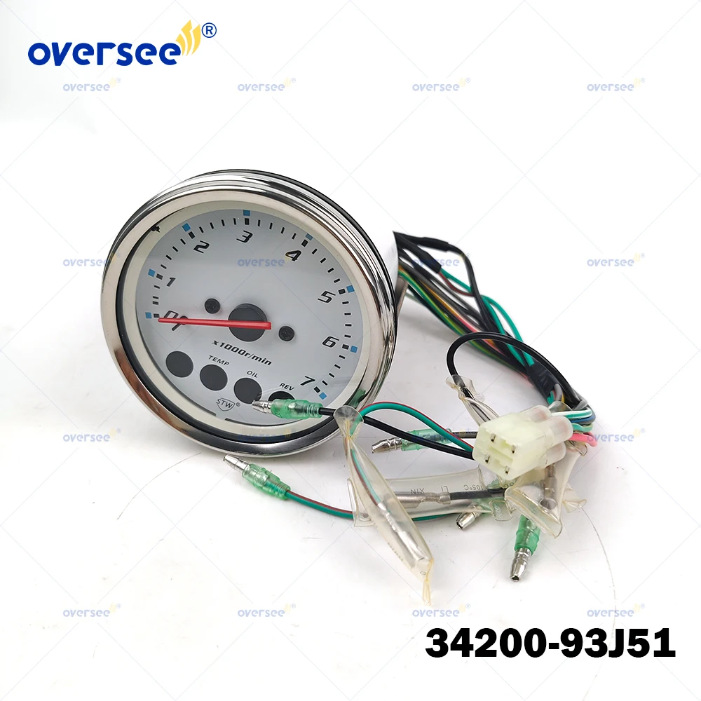 Oversee 34200-93J51 White Multifunction Tachometer for Suzuki DF40 F60 DF140 DF200 40-200HP Outboard Engine