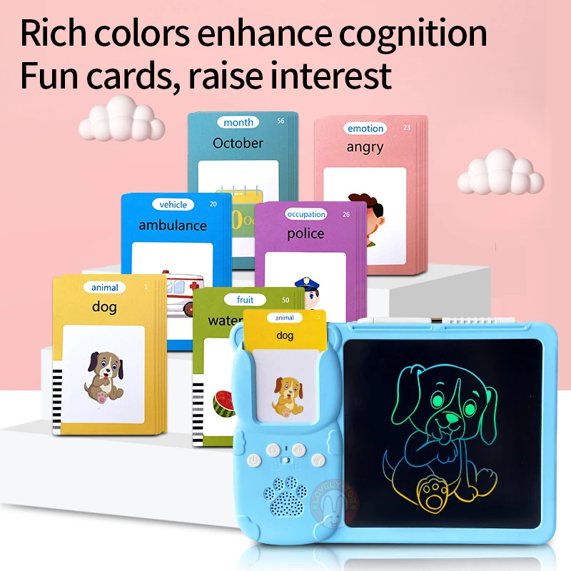 Talking Flash Cards LCD Writing Tablet Board Pad Toddler Toy To Learn English Montessori Games For Children ABC Letters Learning