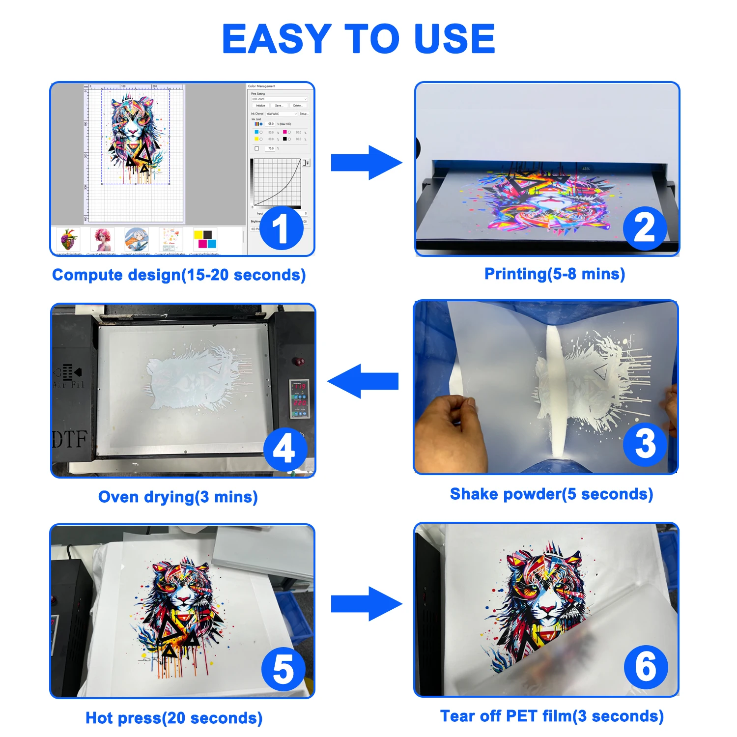 ACHI A3 DTF Printer L1800 Flatbed UV Water-cooled Printer with T-shirt Clamp for Bottle Glass Metal Wood Clothes Printing