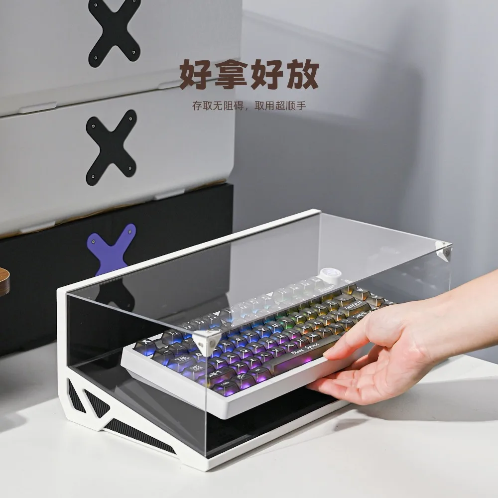 3D Transparent Keyboard Storage Box Custom Acrylic Keyboards Display Box 60/65/80% Desktop Keyboard Dust Case Cabinet Accessory