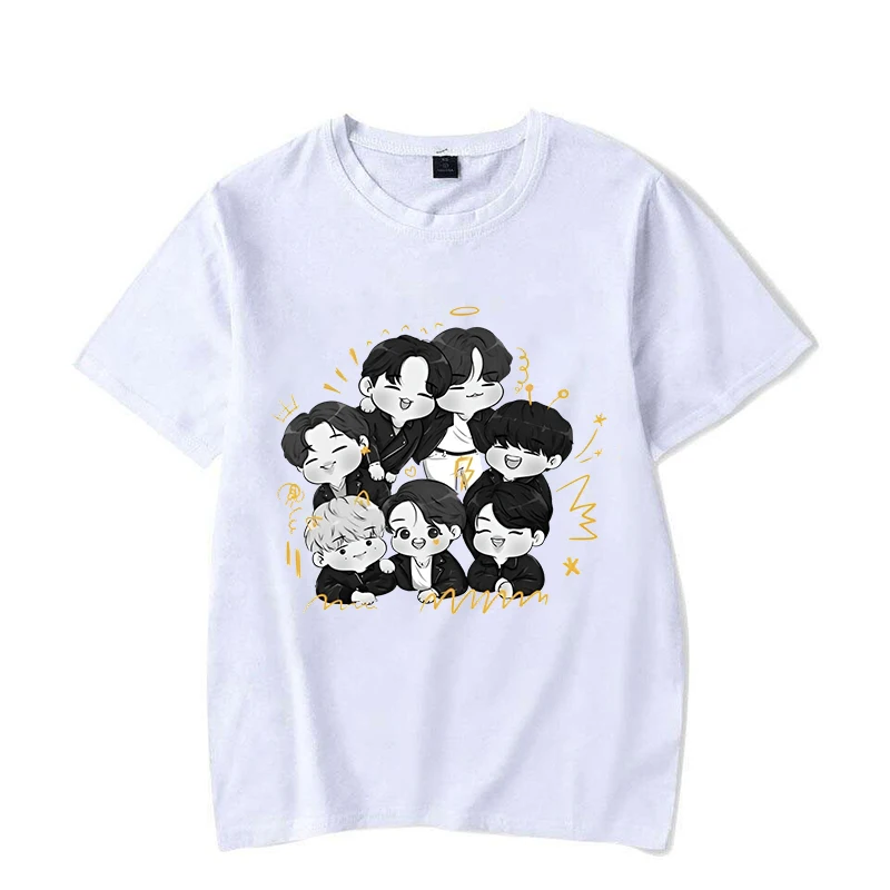 New Kpop Cartoon Printed T-shirts Fashion Y2k Women Summer Tee Shirt Femme Casual Short Sleeve Round Neck Tops T-shirts